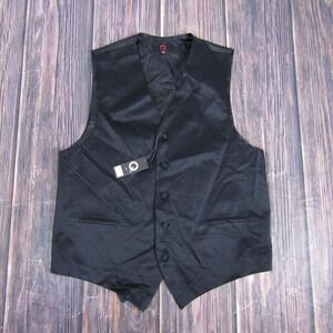 Brand Q Vest Mens XS Black Formal Waistcoat‎ Dress 5-Button Adjustable Italy
